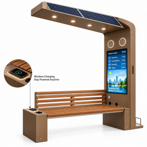 Outdoor Solar Powered Smart Bench with Wireless Phone Charger USB Port Modern Street Furniture for Public Park