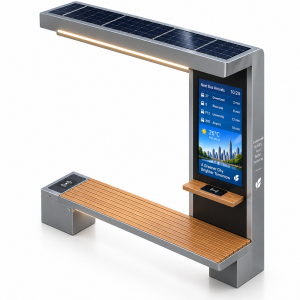 Commercial Solar Powered Smart Bench with Fast Wireless Charger and USB Charging Port for Public Square Plaza