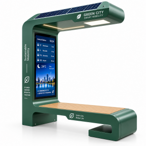 Modern Solar Powered Outdoor Bench with Fast Wireless Charging USB Station for Public Park Street Smart Furniture