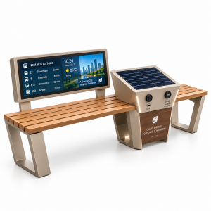 Heavy Duty Waterproof IP65 Solar Smart Bench Anti Corrosion Steel Outdoor Park Seating for Harsh Climate Area