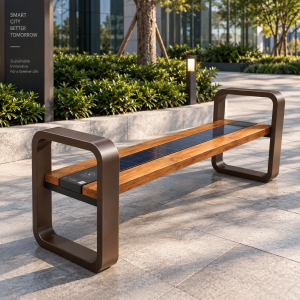 Intelligent Solar City Bench Outdoor Public Park Seating with WiFi Router Wireless Phone Charger and USB Hub