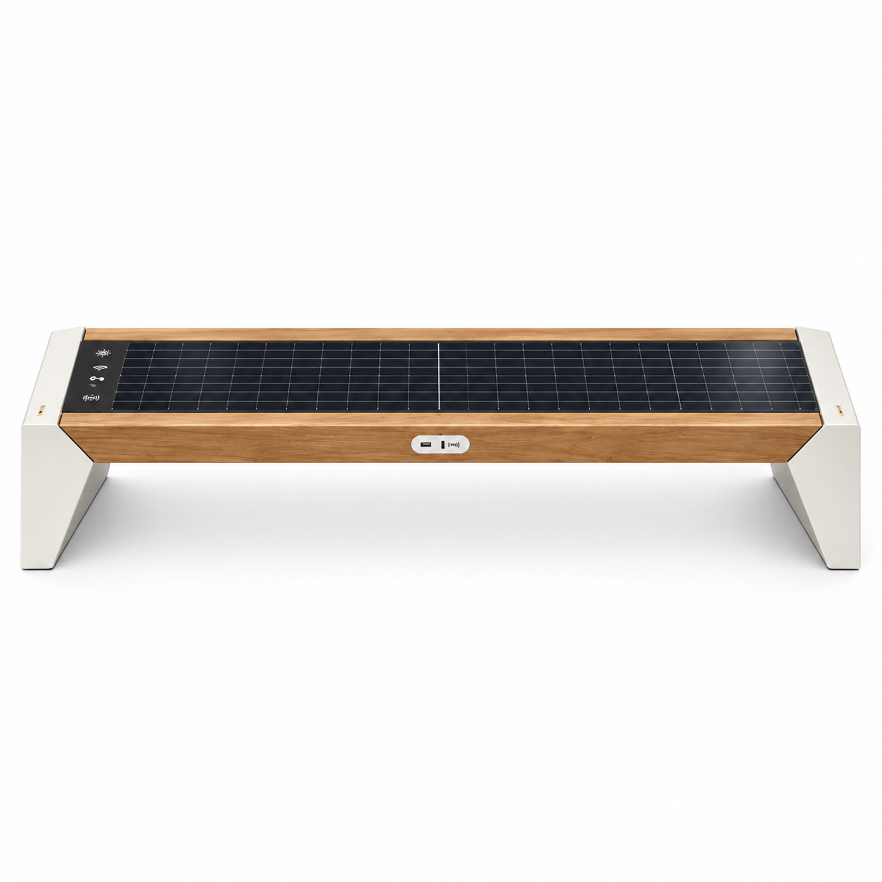 Commercial IP65 Waterproof Solar Bench Heavy Duty Galvanized Steel Street Furniture Wireless USB Phone Charger Featured Image