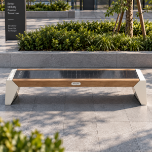 Commercial IP65 Waterproof Solar Bench Heavy Duty Galvanized Steel Street Furniture Wireless USB Phone Charger