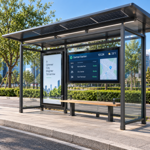 Street Furniture Mupi Bus Stop Shelter Ultra Thin Light Box Bus Shelter with Advertising Light Box Public Transit Shelter