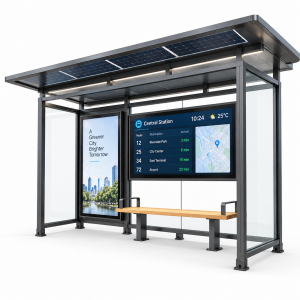 Street Furniture Mupi Bus Stop Shelter Ultra Thin Light Box Bus Shelter with Advertising Light Box Public Transit Shelter