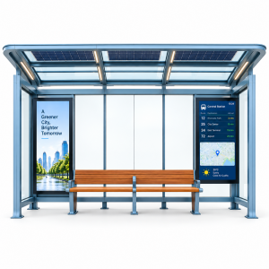 Modular Fast Assemble Prefabricated Bus Shelter Galvanized Smart Bus Stop Prefabricated Steel Structure Bus Waiting Shed