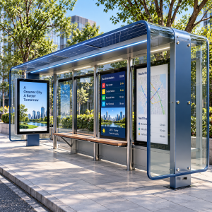 Outdoor Bus Shelter with Advertising Light Box Double Sided LED Mupi Bus Stop Shelter Public Transit Shelter for Streets