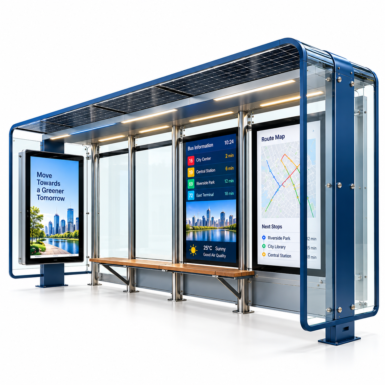 Outdoor Bus Shelter with Advertising Light Box Double Sided LED Mupi Bus Stop Shelter Public Transit Shelter for Streets Featured Image