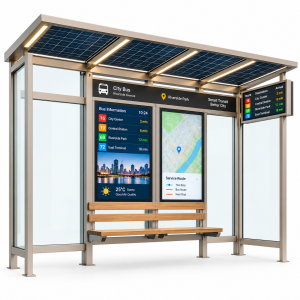 Commercial Public Transit Shelter Aluminum Profile Bus Shelter with Advertising Light Box Modern Mupi Bus Stop Shelter City