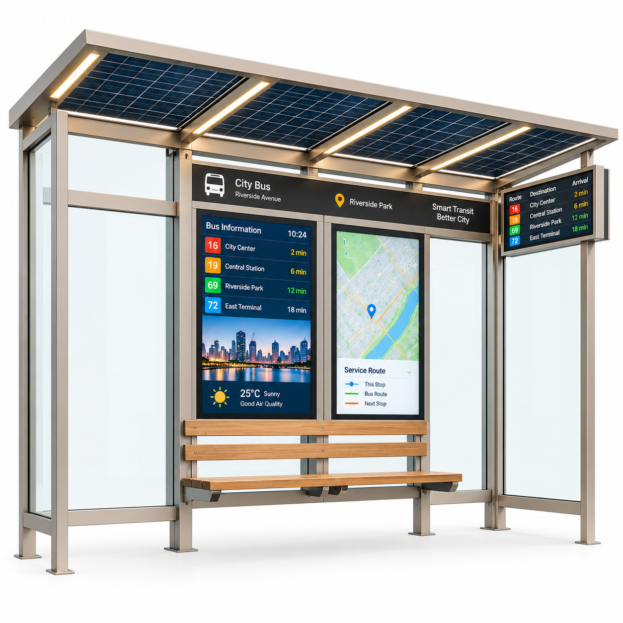 Commercial Public Transit Shelter Aluminum Profile Bus Shelter with Advertising Light Box Modern Mupi Bus Stop Shelter City Featured Image