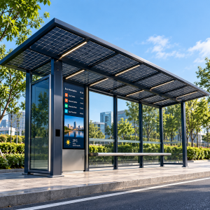 Custom Modular Prefabricated Bus Shelter Tempered Glass Smart Bus Stop Prefabricated Steel Structure Bus Waiting Shed Box