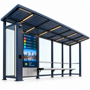 Custom Modular Prefabricated Bus Shelter Tempered Glass Smart Bus Stop Prefabricated Steel Structure Bus Waiting Shed Box