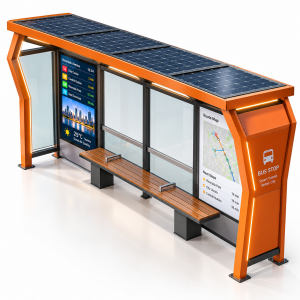 Smart City Solar Powered Bus Shelter Stainless Steel Bus Stop Canopy with Solar Panel Off Grid Solar Bus Stop for Suburb
