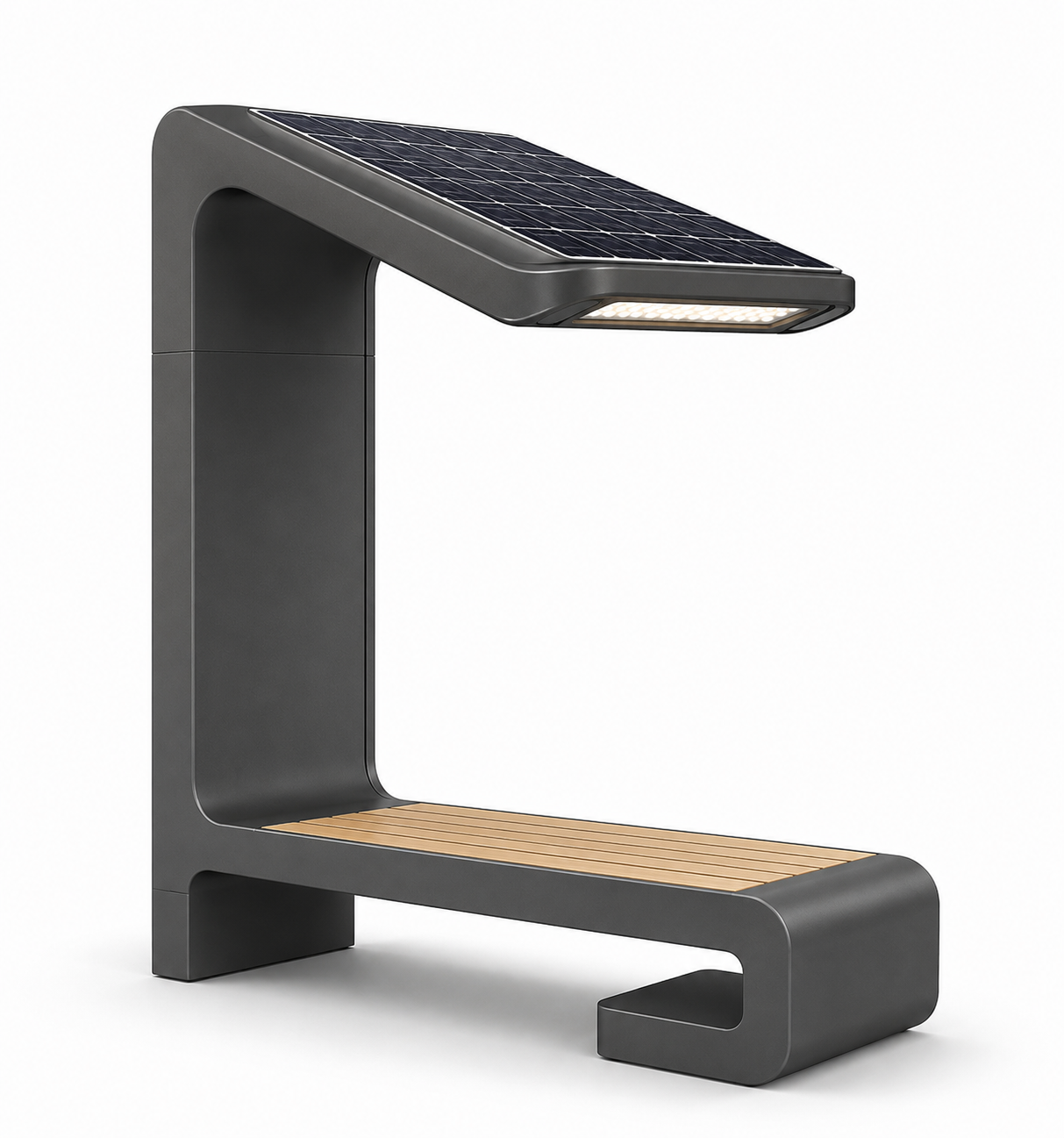 Solar Smart Bench Custom Intelligent Modern Design Aluminium Alloy Features with Sustainable Solar Power Technology and Roof Featured Image
