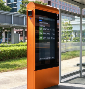 Outdoor Smart Electronic Bus Stop Display Capacitive Touchscreen Solar Power GTFS Enabled OEM Customizable IP65