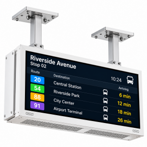 Hanging LCD Passenger Information Display with High Brightness Screen and Bus Arrival Updates for Bus Shelters