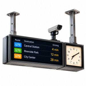 Custom Outdoor LCD Bus Stop Digital Signage with GTFS Support and Modern Design for Public Transit