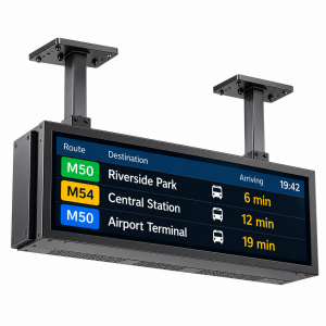 Double Sided LCD Electronic Bus Stop Sign with Sunlight Readable Screens and Remote Content Updates