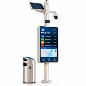 Custom Aluminum Alloy LCD Bus Stop Sign with Waterproof Enclosure and Remote Content Management