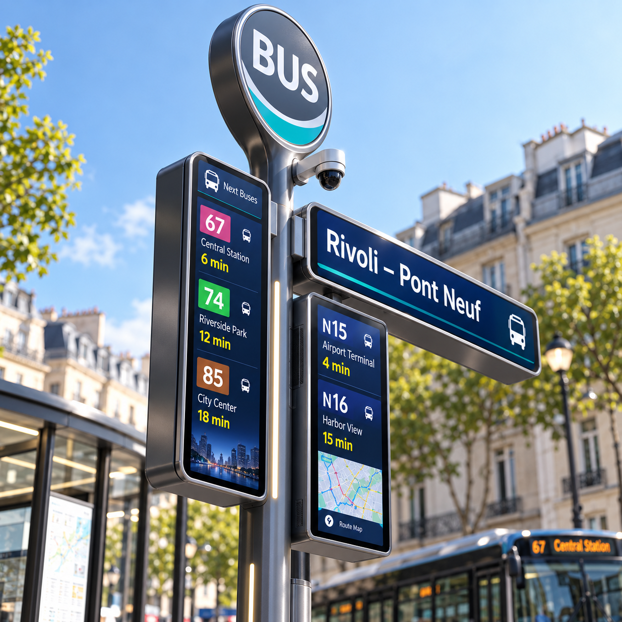Pole Mounted Outdoor LCD Bus Stop Display with 4G Connectivity and App Control for Passenger Information Featured Image