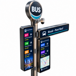 Pole Mounted Outdoor LCD Bus Stop Display with 4G Connectivity and App Control for Passenger Information