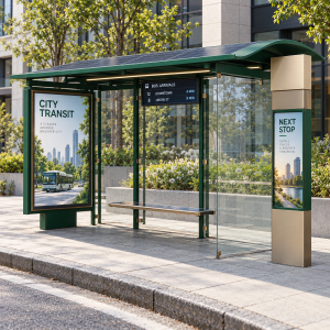 Smart Bus Shelter With Remote application LED Advertising Light Box Commercial Ads Public Service Display
