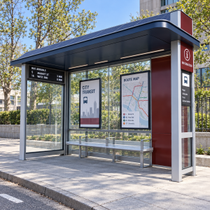 Intelligent Bus Shelter With Solar Panels LED Display Advertising Light Box Vehicle Forecast Station System Customizable
