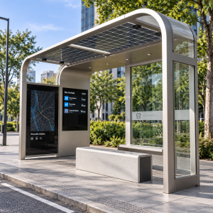 Customization Solar Power Smart Bus Shelter With cloud software Remote application LED Advertising Light Box Display