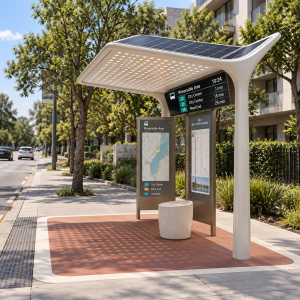 Enclosed Customizable Durable Solar Bus Shelter with Waterproof Design for Smart City Projects Solar Powered