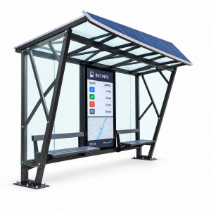 Solar Powered Bus Shelter with Durable Structure and Custom Design Enclosed Waterproof and LED Advertising Light Box