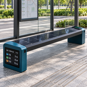 Custom Outdoor Solar Smart Bench with USB and Wireless Charging Modern Design Galvanized Steel Manufacturer Supplier