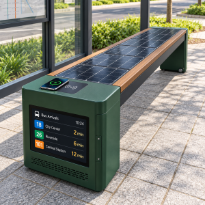 Modular Customizable Solar Smart Bench with USB Wireless Charging for Parks Campuses Commercial Areas and Smart Cities