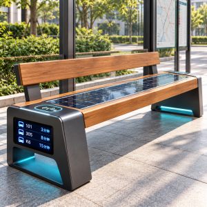 Outdoor Solar Powered Smart Bench Manufacturer with USB Wireless Charging Durable Low Maintenance Weatherproof Design