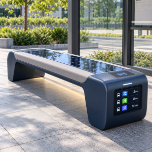 Custom Modern Smart Bench with Solar Charging Waterproof Construction for Urban Furniture and Municipal Projects Manufacturer