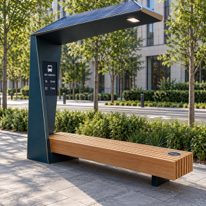 Eco Friendly Solar Powered Smart Bench with Wireless Charging Modular Design for Parks and Urban Public Spaces Manufacturer