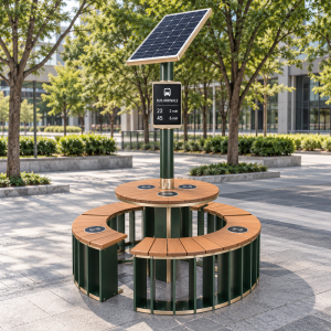 Heavy Duty Outdoor Smart Bench with Solar Panel USB Wireless Charging for Commercial Municipal and Park Projects Supplier