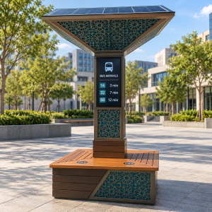Smart City Solar Bench with USB Wireless Charging Galvanized Steel Frame for Parks Plazas and Public Areas Manufacturer