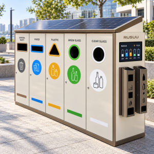 High Temperature Resistant Solar Smart Trash Bin Outdoor Waste Receptacle for Middle East Public Areas Manufacturer