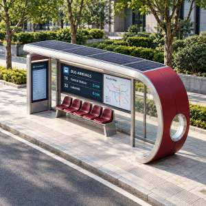 Modular Solar Bus Stop with PIS Display CCTV Camera USB Charging and LED Lighting for Smart City Projects Manufacturer