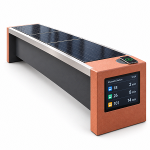 Modern Outdoor Smart Bench with Solar Power Wireless Charging Waterproof Design Galvanized Steel Frame for Public Spaces