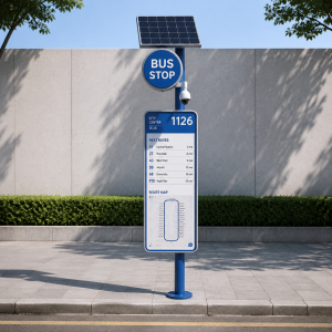 Smart Bus Shelter With LED Advertising Screen Commercial Ads Public Service Ads News Display Independent