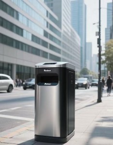 Automatic Sensor Activated Lid and Smooth Aluminum Design for Outdoor Public Areas Smart Trash Bin