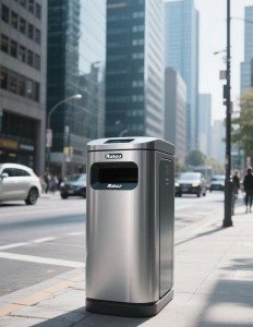 Automatic Sensor Activated Lid and Smooth Aluminum Design for Outdoor Public Areas Smart Trash Bin