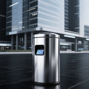 Automatic Sensor Activated Lid and Smooth Aluminum Design for Outdoor Public Areas Smart Trash Bin