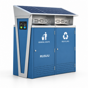 Solar Powered Touchless Smart Garbage Can with Motion Sensor Lid for Municipal Streets Parks and Smart Cities Supplier