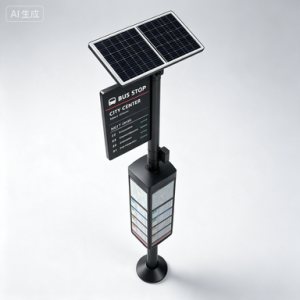 Solar Powered Electronic Bus Stop Sign with E-Ink Screen Low Power Consumption Modern Design
