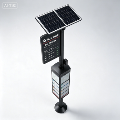 Smart Electronic Bus Stop Sign With Solar Power Supply Ink Screen Low Power Consumption Modern Design weatherproof Featured Image