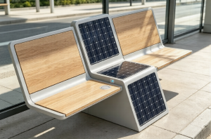 Solar Power Technology and Roof Solar Smart Bench Custom Intelligent Modern Design Aluminium Alloy Features with Sustainable