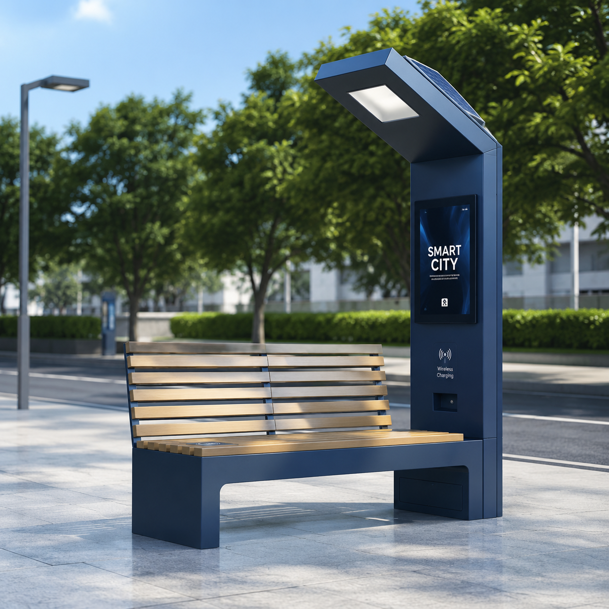 Custom Solar Bench – Modern Waterproof Outdoor Seating with Wireless Charging, Bluetooth Music & Solar Panel for Garden/Patio Featured Image
