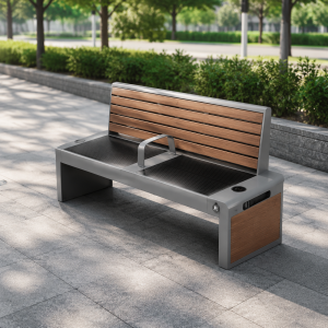 Solar Powered Wireless Charging Bench – Waterproof Outdoor Smart Seating with Bluetooth Speaker, WiFi & USB Ports